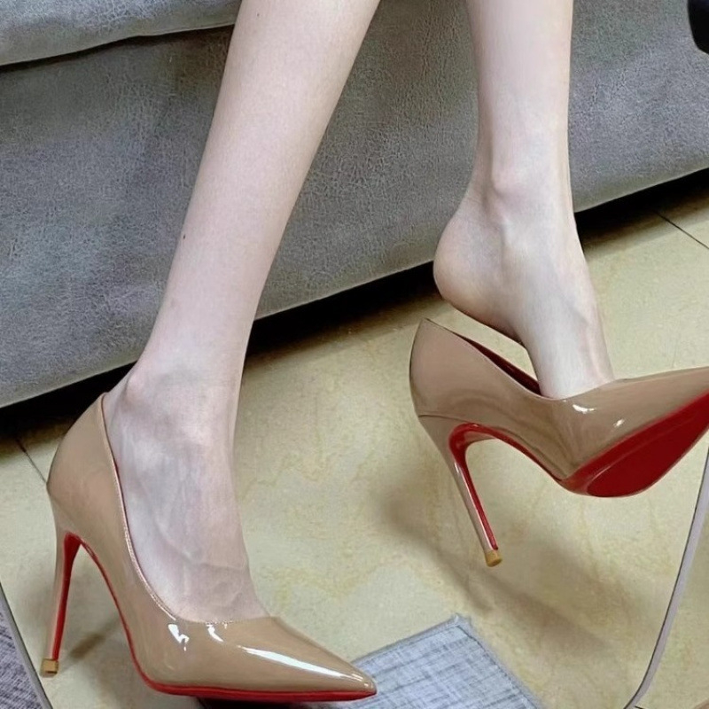 Ženske cipele s oštrim nosom, tanak visoki pet, preko 8 cm, PU gornji dio, latex ulošak, gumeni đon