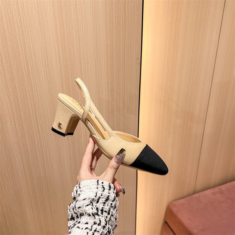 Hátsó pántos szandál, magas sarkú, négyzetes orr, mikroszálas felsőrész, közepes sarok, belső bőr talp