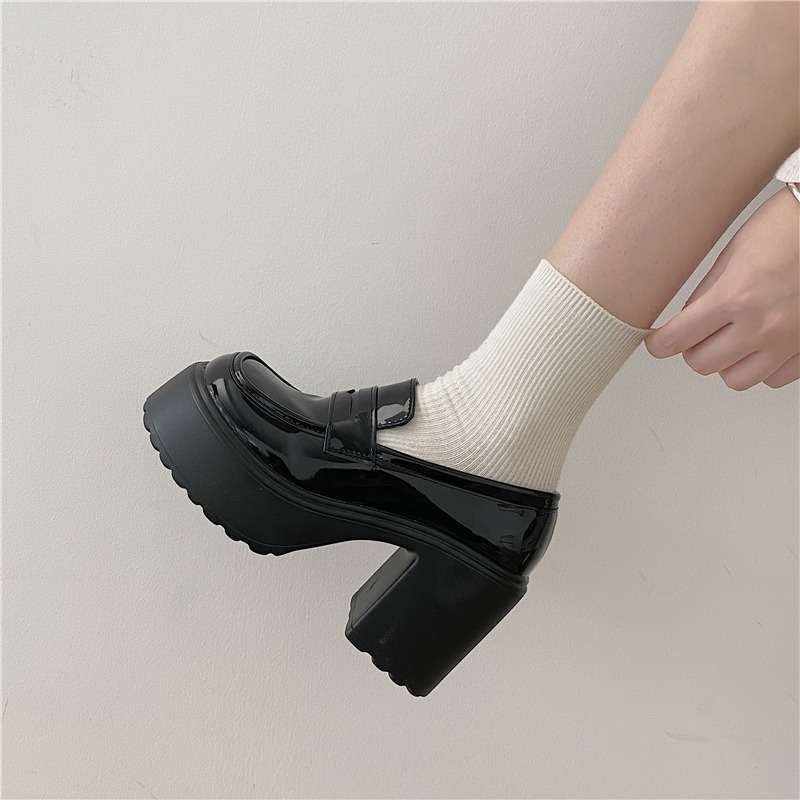 Ženske kožne Mary Jane cipele s debelim potplatom, 8 cm povećanje visine, loafer stil, 2025 novi model