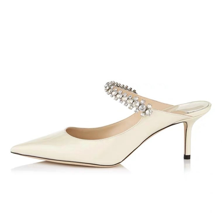 Női rhinestone slip-on papucs, hegyes orr, egypántos felső rész, gumi talp, mikroszöv bélés — Baotou kategória, Nyár 2021