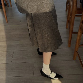 Pravé kožené Mary Jane topánky s ostrým nosom, francúzsky štýl, klinové podpätky s prackou