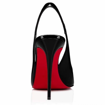 Pomelo tűsarkú cipő, hegyes orrú, patent bőr felsőrész, gumírozott talp, 8 cm feletti sarkú