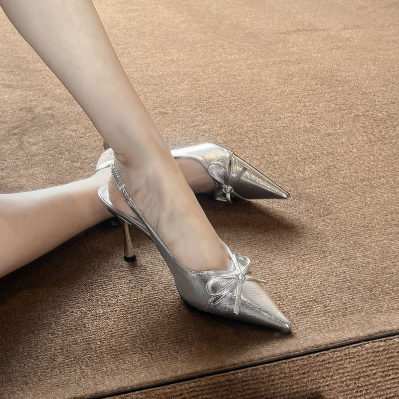 Női magassarkú cipő, vékony sarkú, hegyes orr, szintetikus bőr, francia stílus, sarokmagasság 3–6 cm