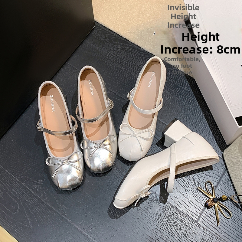 Dámske Mary Jane topánky s 6–8 cm vysokým opätkom, okrúhla špička, horný materiál: super fiber, zapínanie na pracku, gumová podrážka, letné 2025 vydanie