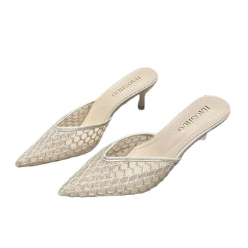 Baotou Dámske papuče s ostrým špičkou, leto 2025, PU vrchný materiál, PU vnútorný materiál, gumená podrážka