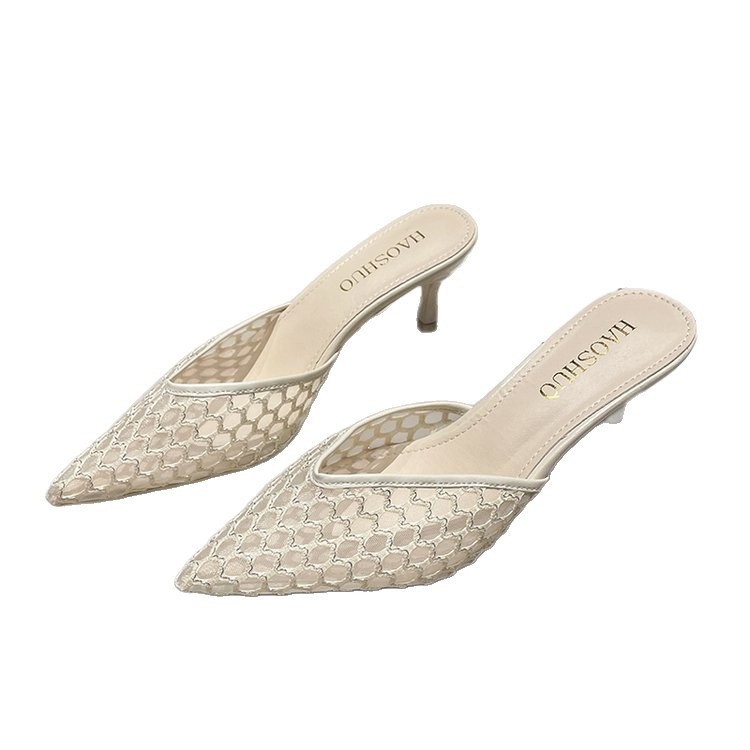 Baotou Dámske papuče s ostrým špičkou, leto 2025, PU vrchný materiál, PU vnútorný materiál, gumená podrážka