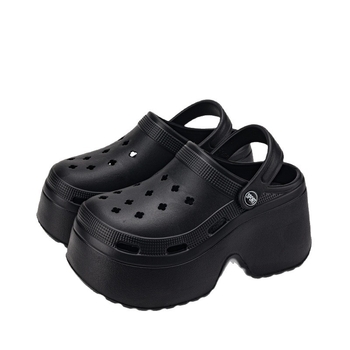 Cleotk ženske Crocs-stil platform sandale za vanjsku upotrebu, EVA gornji dio i EVA potplat; visina platforme 9 cm; debljina potplata 8 cm; prozračne i protuklizavajuće.
