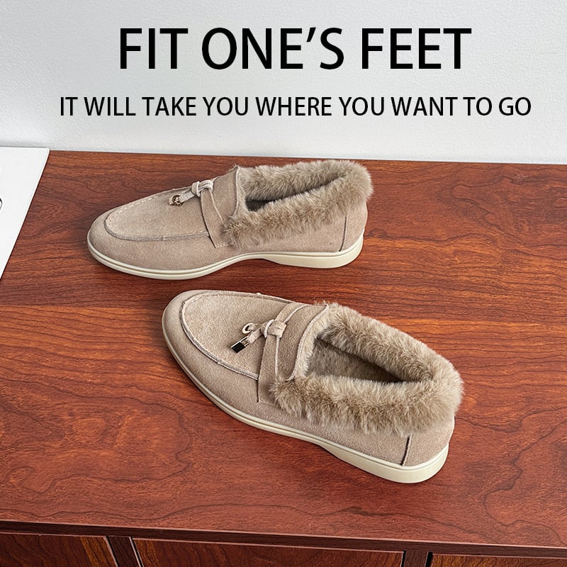 Beaver krzneni loafers s kožnim gornjim dijelom, 3–5 cm peta, gumeni potplat, unutarnja plišana podstava, zimski niski cipovi