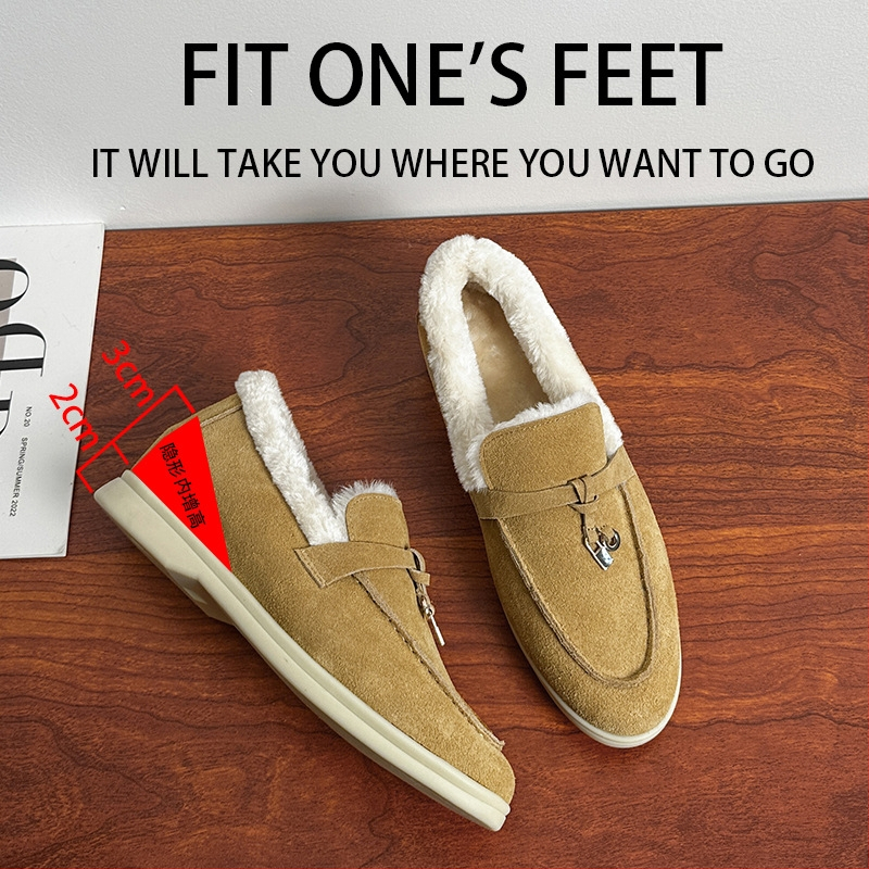 Beaver krzneni loafers s kožnim gornjim dijelom, 3–5 cm peta, gumeni potplat, unutarnja plišana podstava, zimski niski cipovi