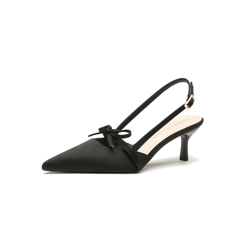 Pantofi de banchet cu vârf ascuțit, partea superioară din superfiber, toc înalt 6–8 cm, branț PU