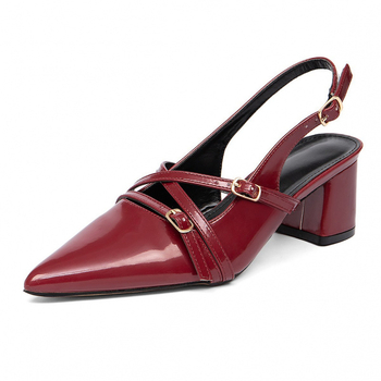 Pantofi cu toc înalt, vârf ascuțit, spate deschis și cataramă, TPU partea superioară, toc de 3-6 cm