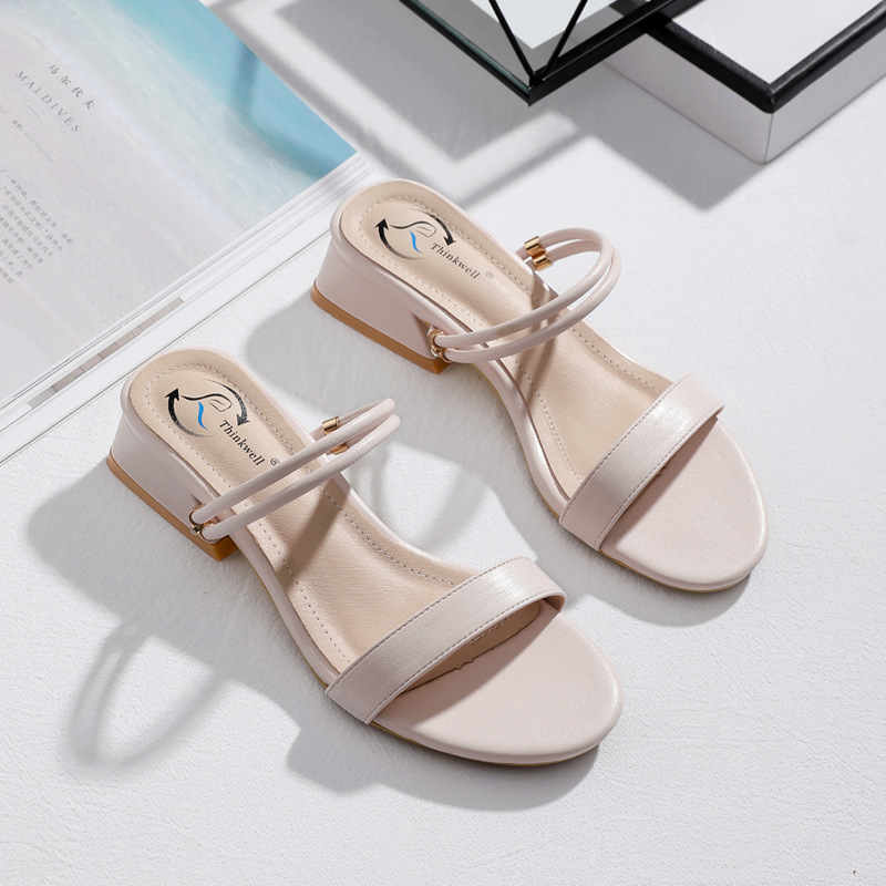 Sandale cu barete pentru femei | partea superioară din microfibră, vârf rotund, stil coreean, talpă din cauciuc