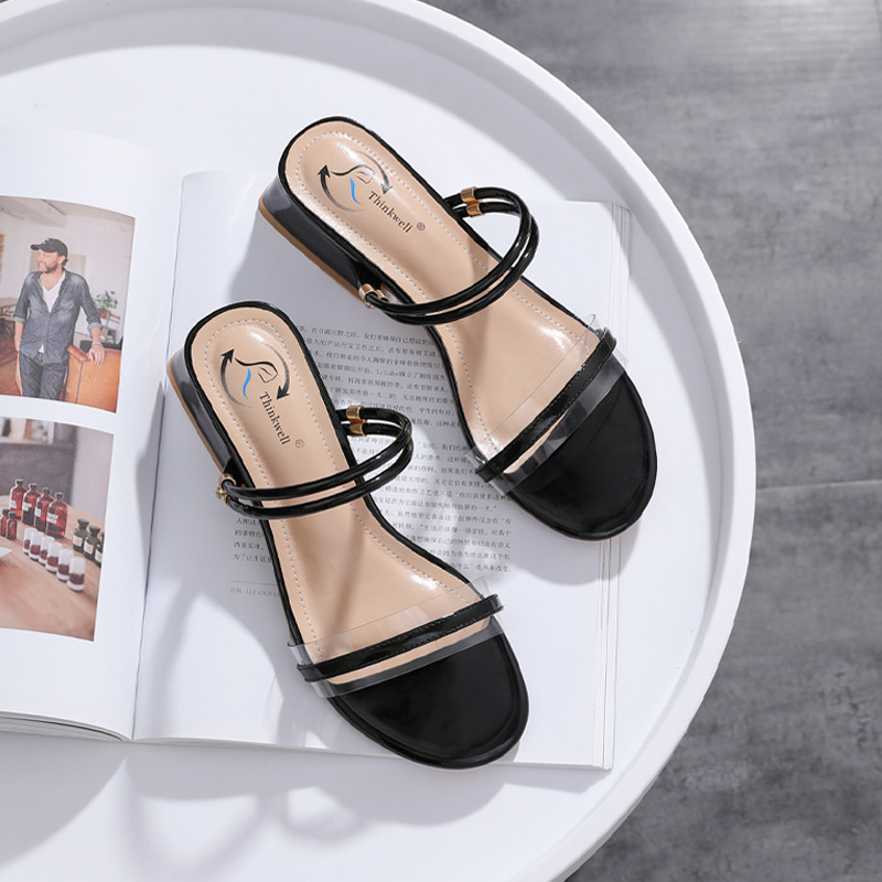 Sandale cu barete pentru femei | partea superioară din microfibră, vârf rotund, stil coreean, talpă din cauciuc