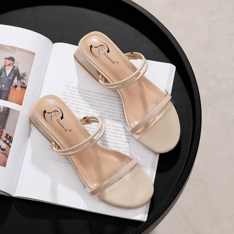 Sandale cu barete pentru femei | partea superioară din microfibră, vârf rotund, stil coreean, talpă din cauciuc