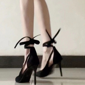 Pantofi cu toc din velur, vârf ascuțit, stil coreean, talpă PU