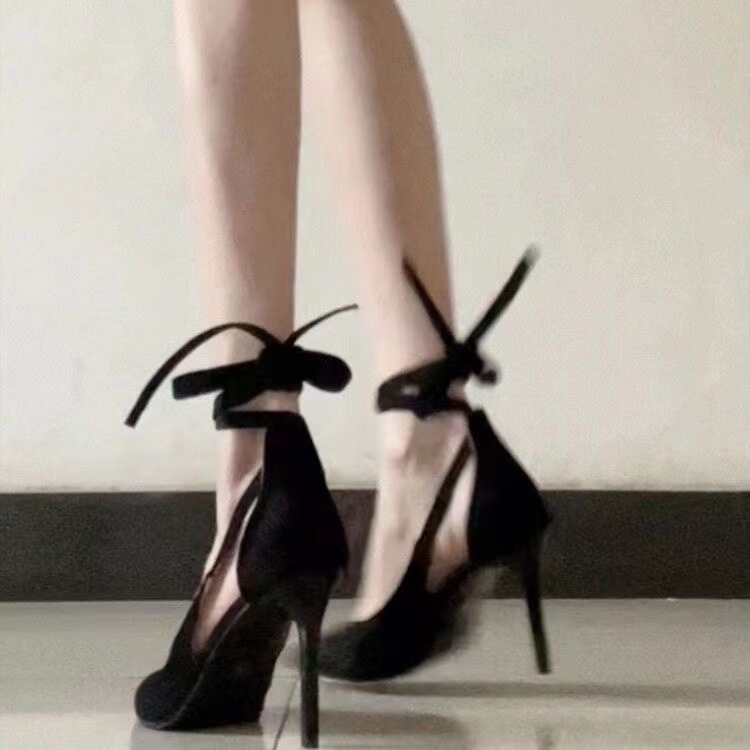 Pantofi cu toc din velur, vârf ascuțit, stil coreean, talpă PU