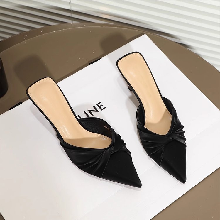 Baotou de damă, pantofi cu vârf ascuțit, toc mediu, stil urban, exterior PU, căptușeală PU, talpă PU