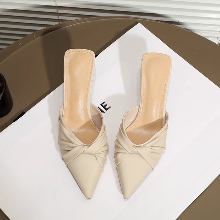 Baotou de damă, pantofi cu vârf ascuțit, toc mediu, stil urban, exterior PU, căptușeală PU, talpă PU