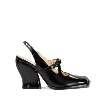 Pantofi Mary Jane cu o curea, vârf pătrat, toc gros, partea superioară piele de miel