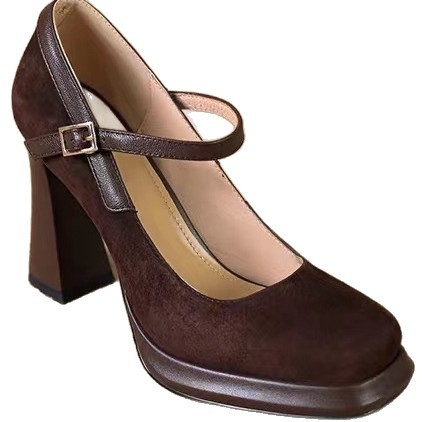 Ženske Mary Jane cipele s debelim petom, kvadratnim vrhom, vodootporna platforma, PU gornji dio, kopča