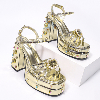 Sandale feminine cu platformă, curea cu o singură bretea, toc gros peste 8 cm, partea superioară PU, vârf pătrat, talpă din cauciuc, deget deschis