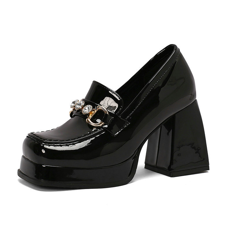 Дамски обувки с квадратен нос, TPU горна част, платформа и супер високи токчета (>8 см), корейски стил
