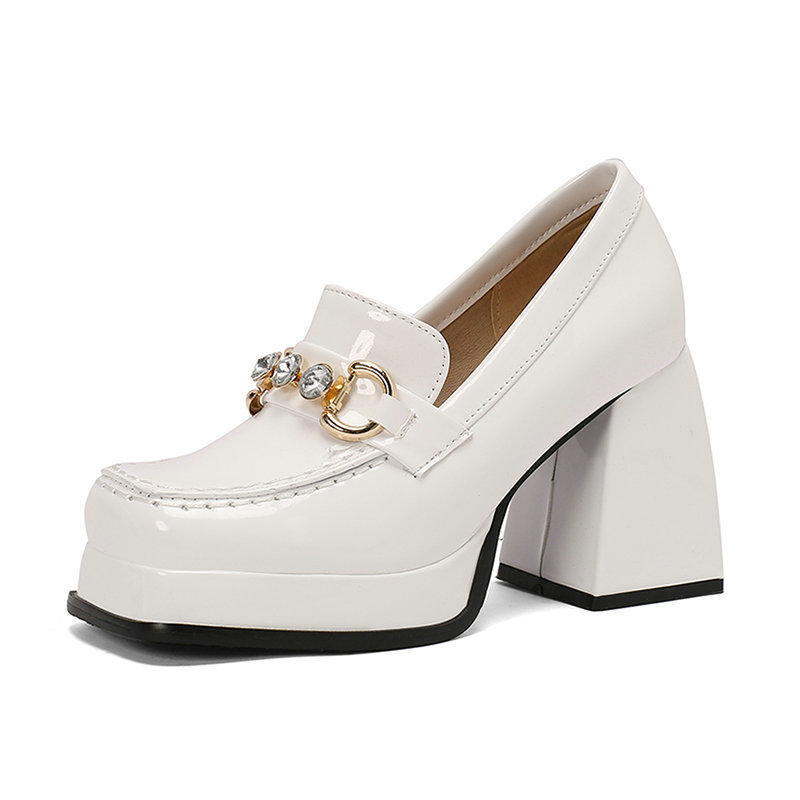 Дамски обувки с квадратен нос, TPU горна част, платформа и супер високи токчета (>8 см), корейски стил