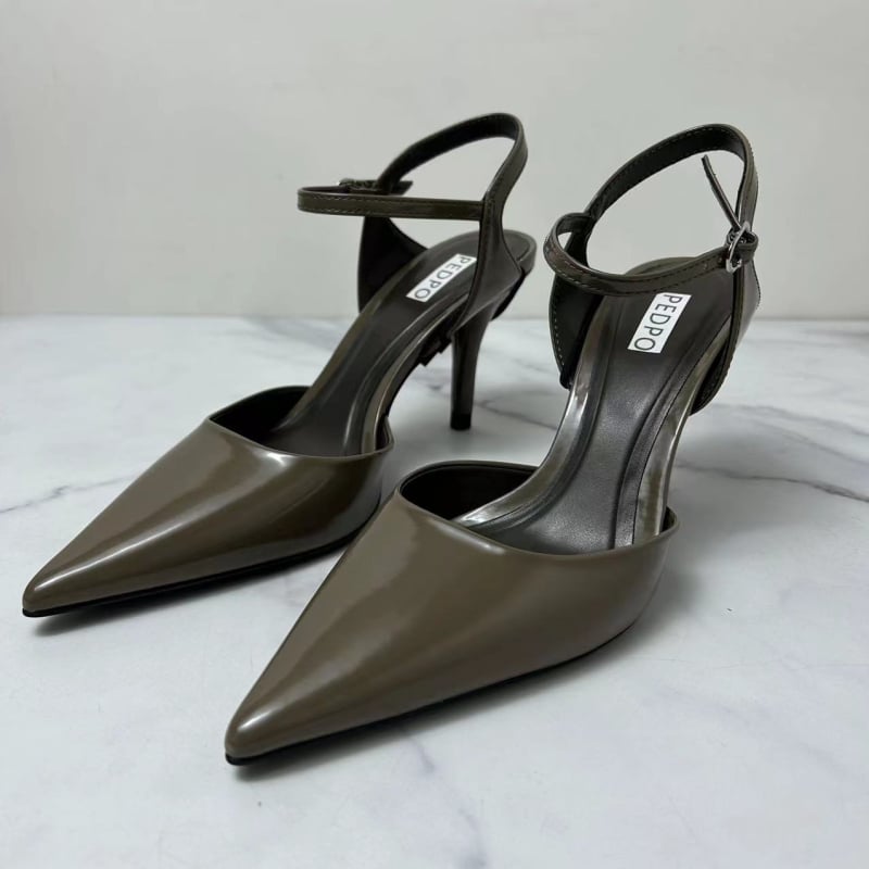 Ženske štikle s oštrim nosom i štiklom stileto, gornji dio od mikrovlakana, gumena potplata, PU podstava, stražnje vezanje, proljeće 2024