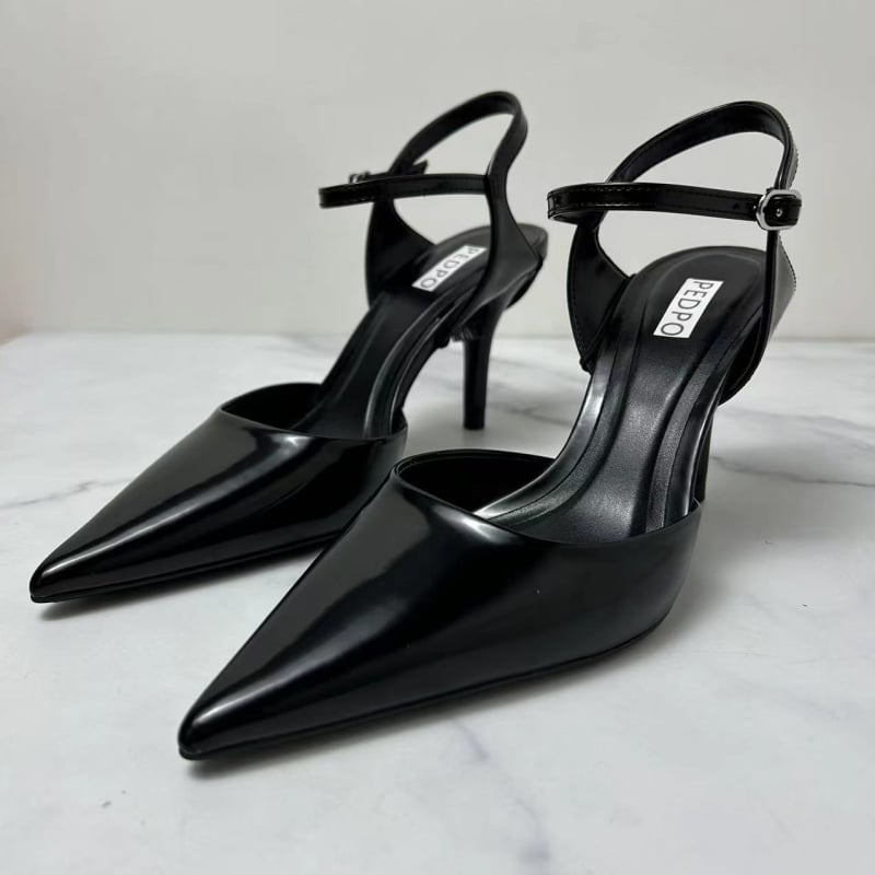 Ženske štikle s oštrim nosom i štiklom stileto, gornji dio od mikrovlakana, gumena potplata, PU podstava, stražnje vezanje, proljeće 2024