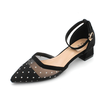 Ženske sandale na srednjoj peti s mrežastim gornjim dijelom, šiljasti nos, prozračne, gumena potplat