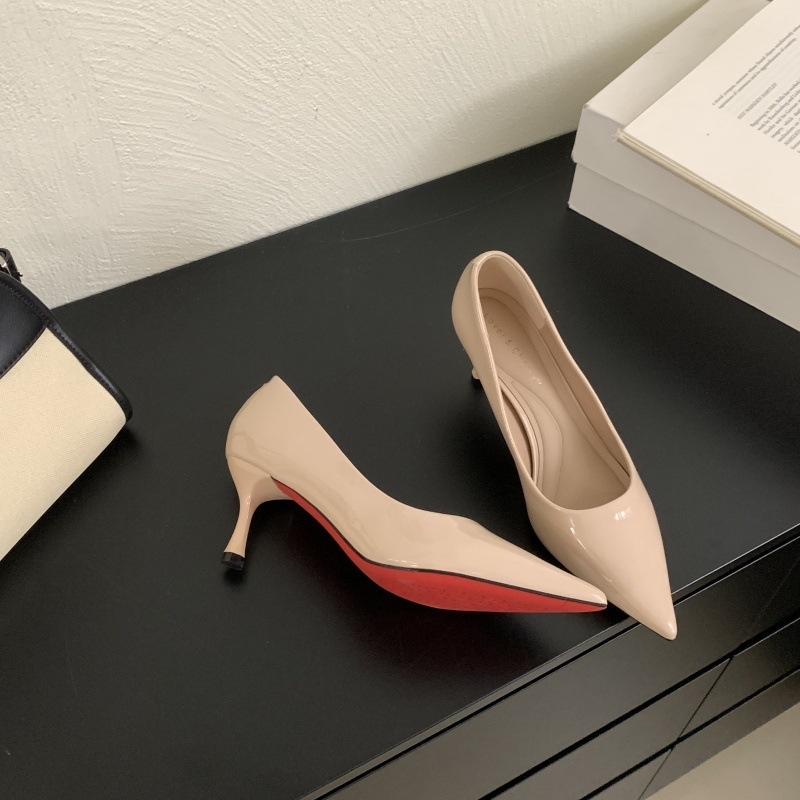 Pantofi de banchet pentru femei – vârf ascuțit, suprafața PU, toc mediu 3–6 cm, stil coreean, slip-on