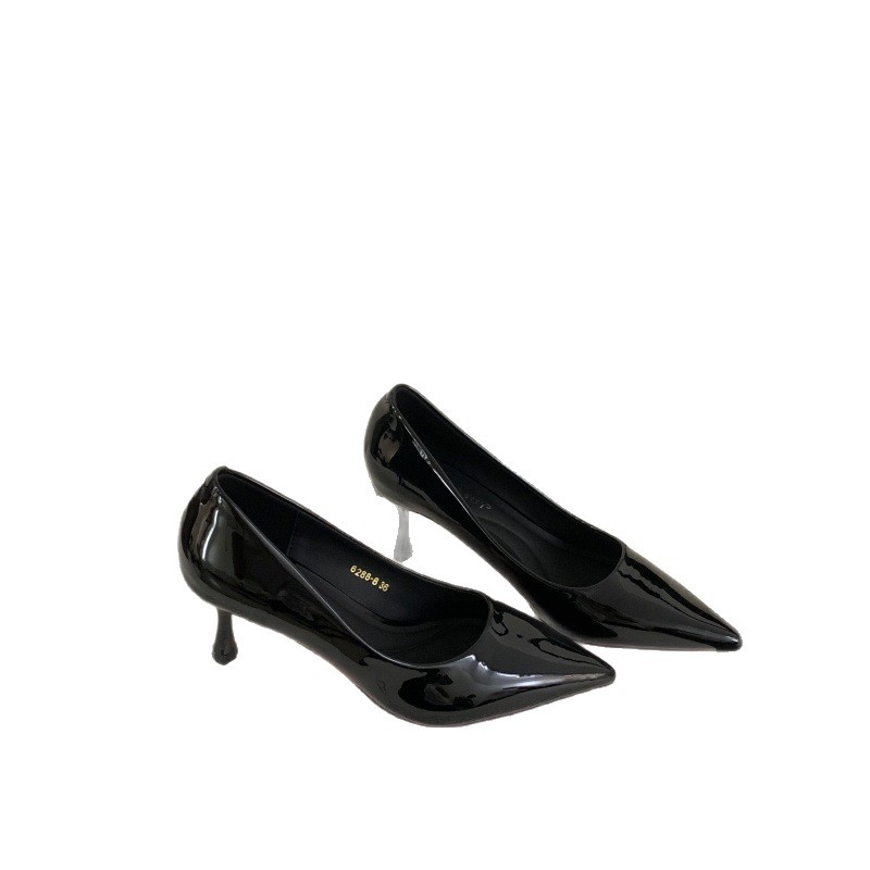 Pantofi de banchet pentru femei – vârf ascuțit, suprafața PU, toc mediu 3–6 cm, stil coreean, slip-on