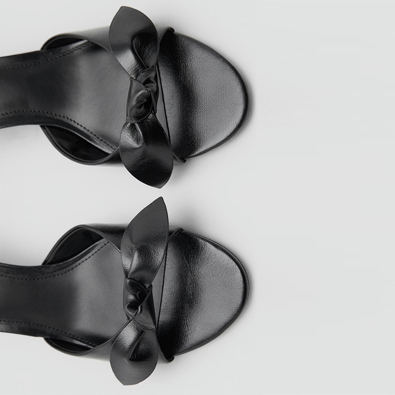 Sandale dama cu deget deschis si funda — material superior PU, căptușeală PU, vârf rotund, talpă lipicioasă, primăvara 2025