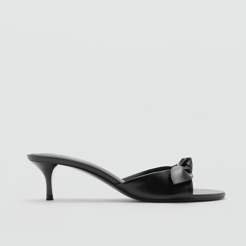 Sandale dama cu deget deschis si funda — material superior PU, căptușeală PU, vârf rotund, talpă lipicioasă, primăvara 2025