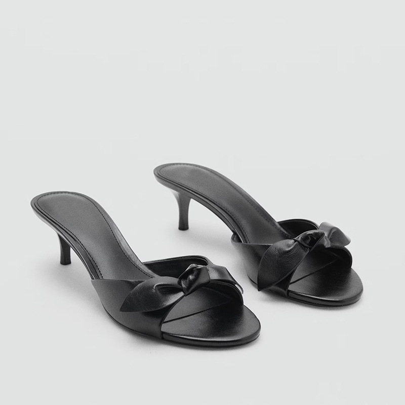 Sandale dama cu deget deschis si funda — material superior PU, căptușeală PU, vârf rotund, talpă lipicioasă, primăvara 2025