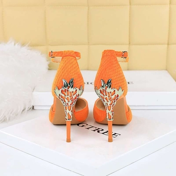 Korejskog stila suede sandale s jednim kaišem, otvoreni dizajn, zašiljeni vrh prsta, visoki pet iznad 8 cm