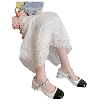 Pantofi Mary Jane - stil retro, partea superioară PU, vârf rotund, închidere cu cataramă, toc înalt 6-8 cm, talpă din cauciuc