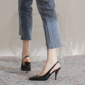 Pantofi cu toc înalt Rich Road: suprafață microfibră, vârf ascuțit, talpă PU, curea elastică