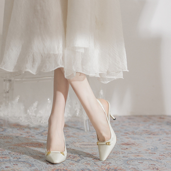 Pantofi cu toc înalt Rich Road: suprafață microfibră, vârf ascuțit, talpă PU, curea elastică