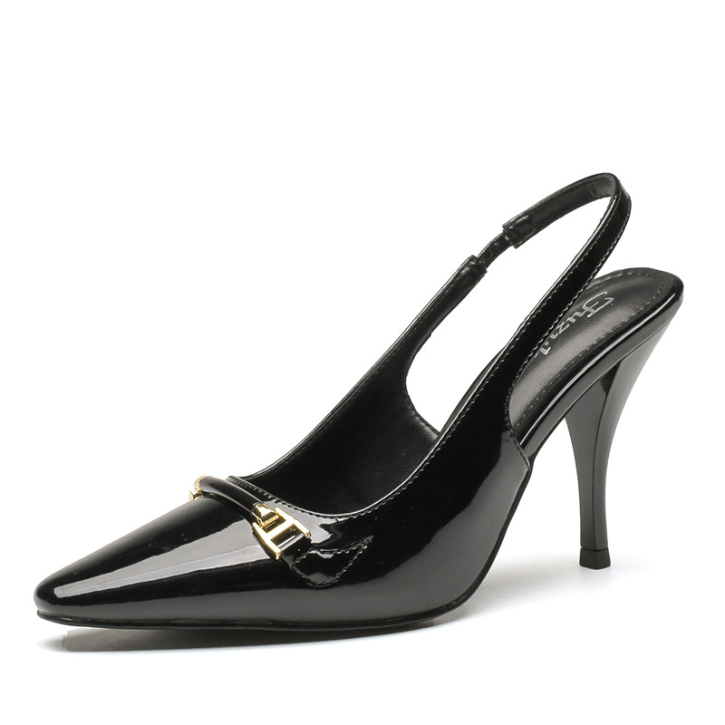 Pantofi cu toc înalt Rich Road: suprafață microfibră, vârf ascuțit, talpă PU, curea elastică