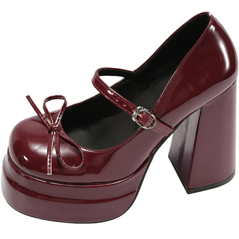 Dámske Mary Jane topánky, korejský štýl, okrúhla špička, PU zvršok, extrémne vysoký podpätok (>8 cm)