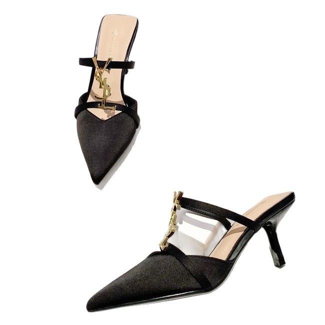 Baotou Sieviešu sandales ar smailu purnu un rhinestones, stileto kurpes, PU augšdaļa, gumijas zole