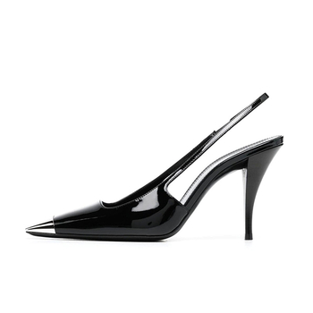 Πέδιλα με ανοιχτή πλάτη, τετράγωνη μύτη, λεπτό τακούνι 6–8 εκ, σόλα από καουτσούκ, εσωτερικό από μικροΐνες