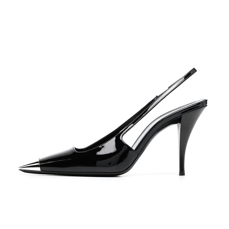 Πέδιλα με ανοιχτή πλάτη, τετράγωνη μύτη, λεπτό τακούνι 6–8 εκ, σόλα από καουτσούκ, εσωτερικό από μικροΐνες