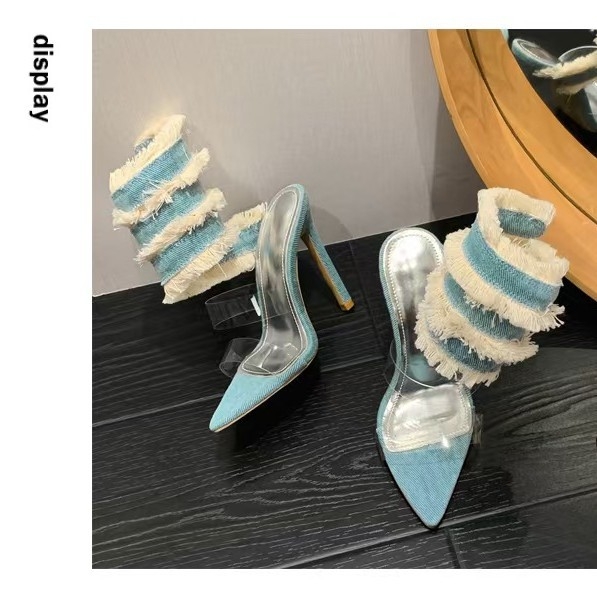 Sandále s remienkom, velúr horný diel, špičatý nos, päta tvaru pohára na víno, výška päty nad 8 cm