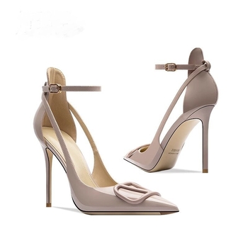 Stiletto štikle s oštrim vrhom, korejski stil, PU gornji dio, zatvara s jednim remenom