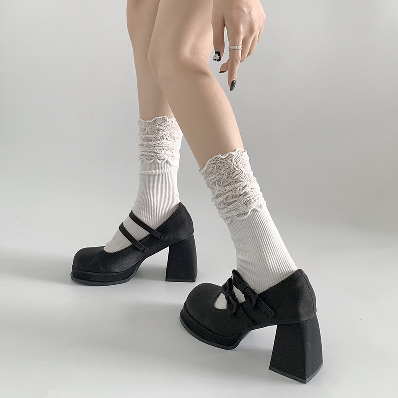 Ženské Mary Jane topánky s kruhovou špičkou, PU horná časť, extrémne vysoký podpätok (>8 cm), jednobarevné, kórejský štýl.