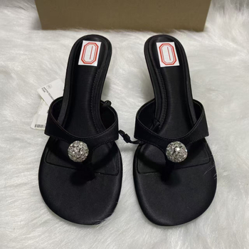 Дамски сандали на висок ток – форма на пръста херингбон, горна част от кожа от горен слой, подметка гума, подплата микрофибър, лято 2025