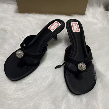 Дамски сандали на висок ток – форма на пръста херингбон, горна част от кожа от горен слой, подметка гума, подплата микрофибър, лято 2025