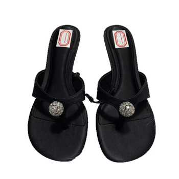 Дамски сандали на висок ток – форма на пръста херингбон, горна част от кожа от горен слой, подметка гума, подплата микрофибър, лято 2025